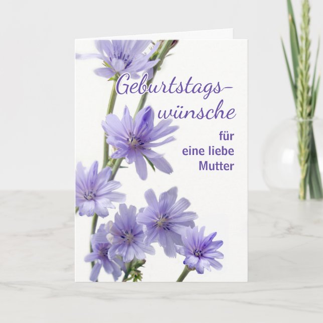 For Mother German Birthday with Chicory Flowers Card (Front)
