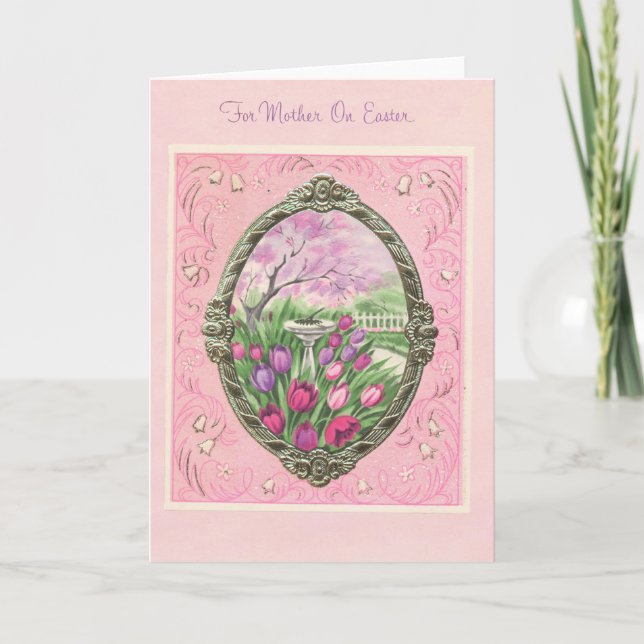 For Mother on Easter Pink Holiday Card (Front)