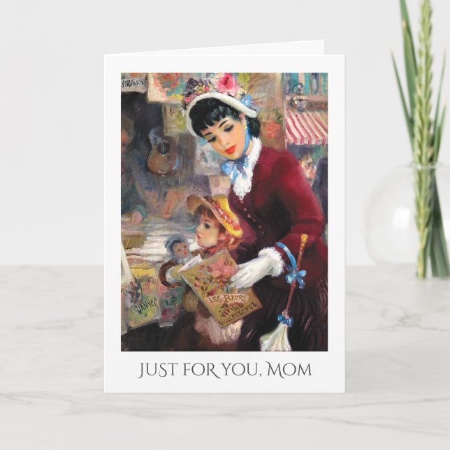 For Mother on Mother's Day Vintage Art Card (Front)