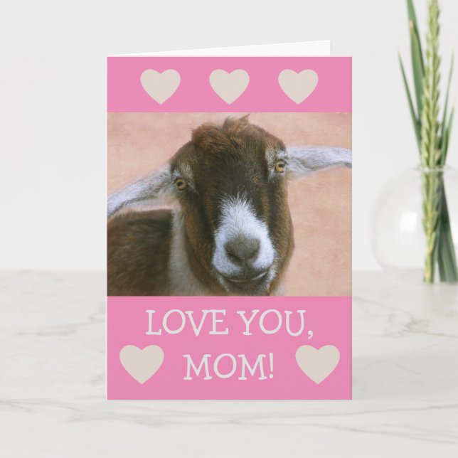 For Mum Cute Goat Valentine's Holiday Card (Front)