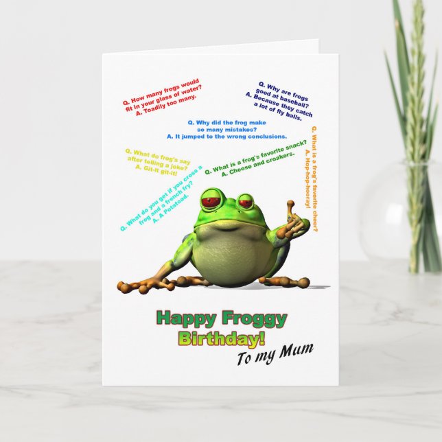 For Mum Lots of Froggy Jokes Birthday Card (Front)