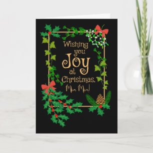 For Mum Mum Christmas Joy With Holly and Mistletoe Card
