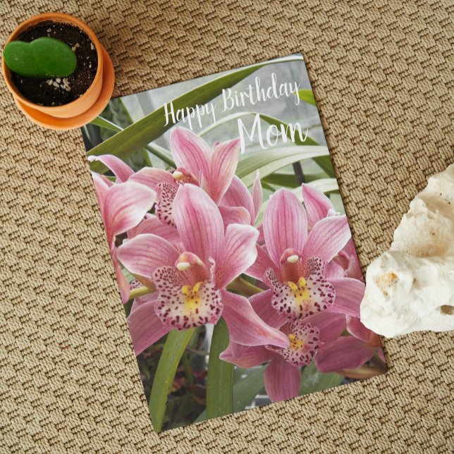 For Mum Pink Orchids Floral Birthday Card (In Situ)