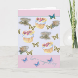 for Mum Sweet Cupcake Teacup Butterfly Card