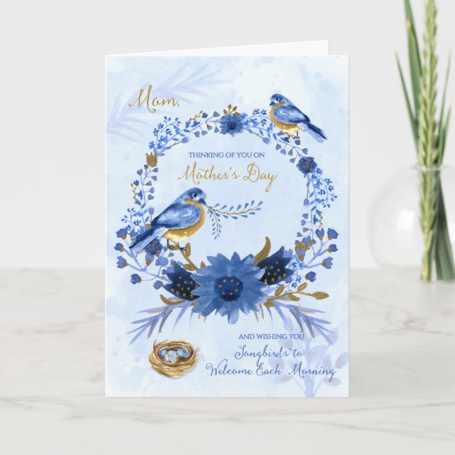 for Mum Watercolor Bluebirds Mother's Day Card (Front)