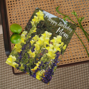 For Mum Yellow Snapdragons Floral Birthday Card