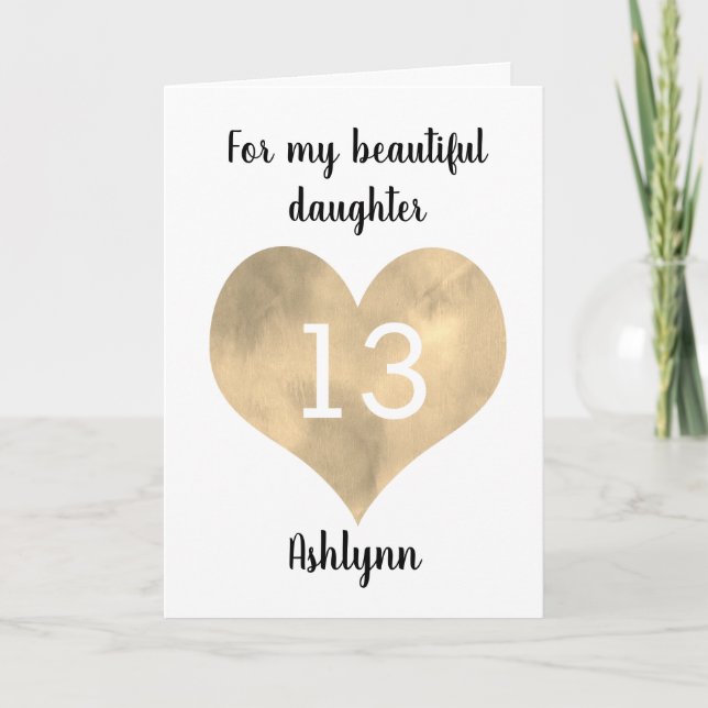 For my Beautiful Daughter 13th Birthday Card (Front)