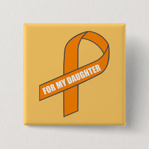 For My Daughter (Orange Ribbon) 15 Cm Square Badge