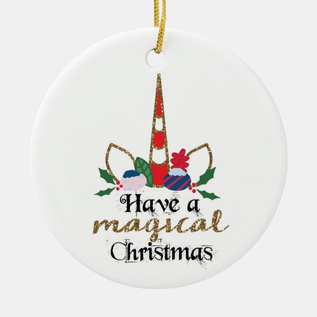 For My Granddaughter Magical Unicorn Christmas Ceramic Tree Decoration (Front)