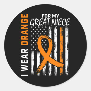 For My Great Niece Leukaemia Cancer Awareness Usa  Classic Round Sticker