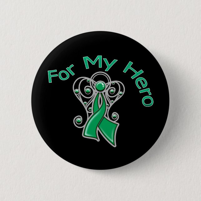 For My Hero Angel Ribbon Liver Cancer 6 Cm Round Badge (Front)