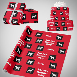 For My Hound Dog Silhouettes Red Wrapping Paper