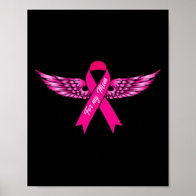 For My Mum Pink Wing Cool Breast Cancer Awareness  Poster (Front)