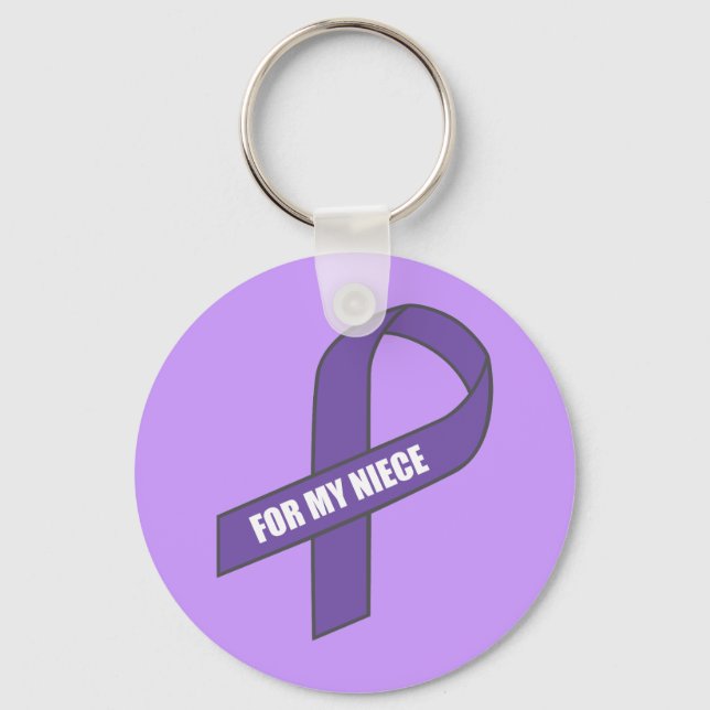 For My Niece (Purple Ribbon) Key Ring (Front)