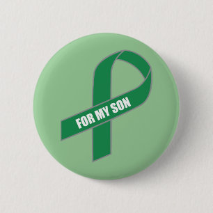 For My Son (Green Ribbon) 6 Cm Round Badge
