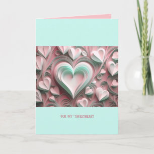 For My Sweetheart Custom Text Paper Hearts 5x7 Card