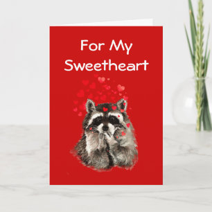 For My Sweetheart Racoon Kisses Valentine Holiday Card
