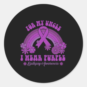 For My Uncle I Wear Purple Epilepsy Awareness Rain Classic Round Sticker