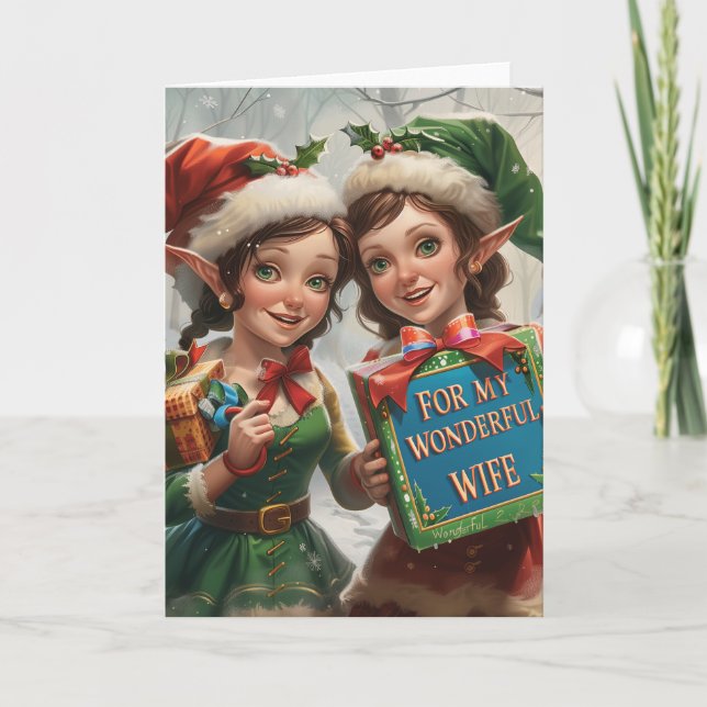 For My Wonderful Wife LGBT Christmas Digital Art Holiday Card (Front)