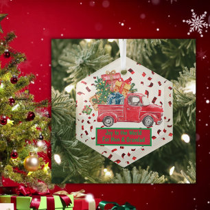 For Nan & Grandad Vintage Christmas Monogram   Glass Tree Decoration