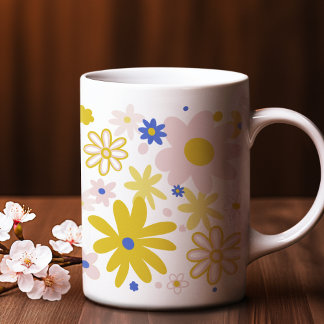 For Nature Lovers Yellow and Blue Spring Flower Coffee Mug