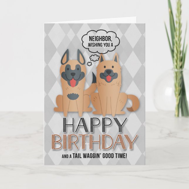 for Neighbour's Birthday Cute Cartoon Dogs Card (Front)