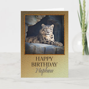 For Nephew a Birthday with a snow leopard Card