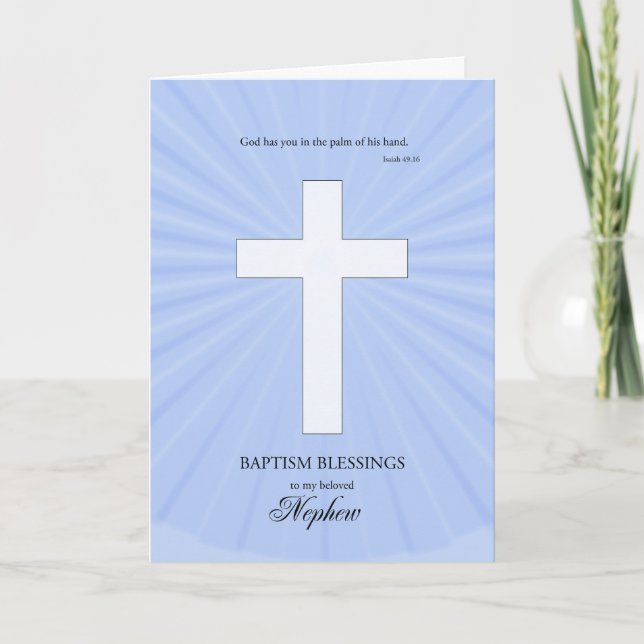 For Nephew Baptism,Glowing Cross Card (Front)