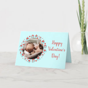 For new dad heart gift mail blue Valentine's Day Holiday Card
