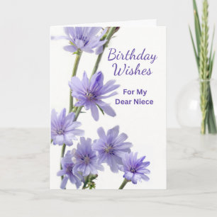 For Niece Birthday Violet Chicory Flowers Card