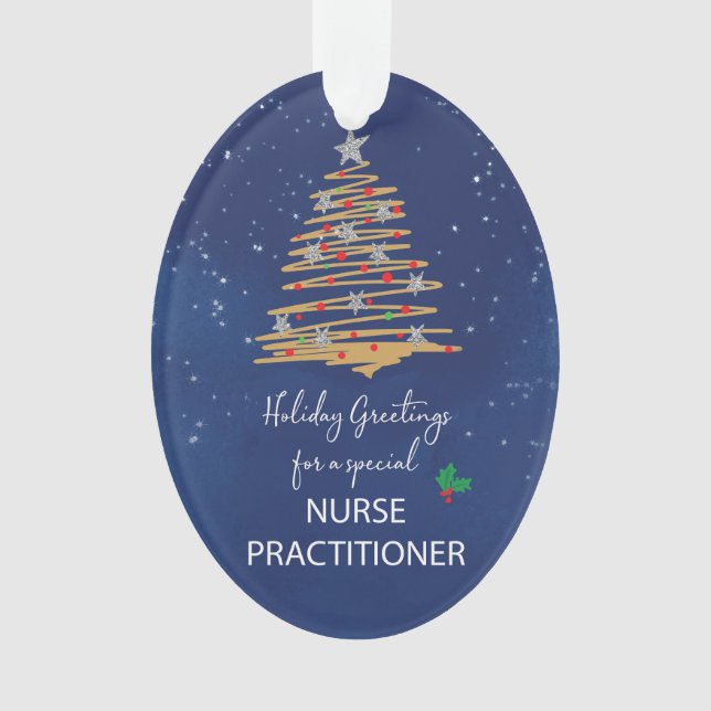 For Nurse Practitioner Christmas Tree Customisable Ornament (Front)