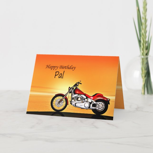 For Pal, Motorcycle in the sunset. Card (Front)