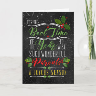 for Parents Best Time of Year Christmas Chalkboard Holiday Card