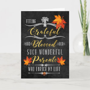 for Parents Thanksgiving Blessings Autumn Chalk Holiday Card