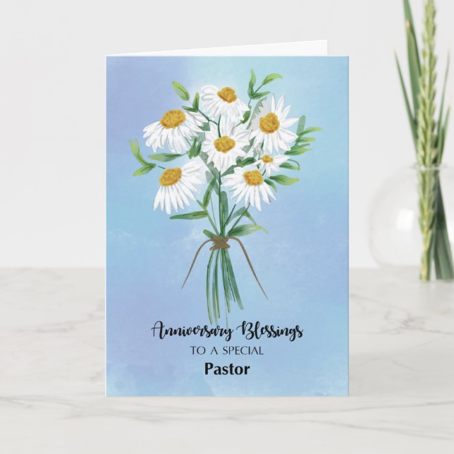 For Pastor Wedding Anniversary Blessings Bouquet Card (Front)