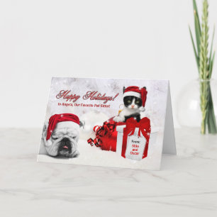 for Pet Sitter at Christmas Cat and Dog Holiday Card