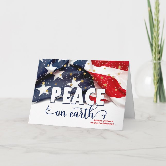 for Police Peace on Earth American Flag Holiday Card (Front)