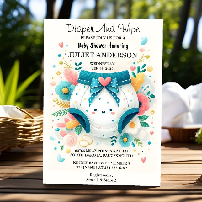 For Post Dad Pink Blue Diaper And Wipe Baby Shower Invitation (Creator Uploaded)