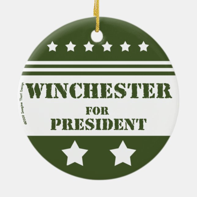 For President Winchester Ceramic Tree Decoration (Back)
