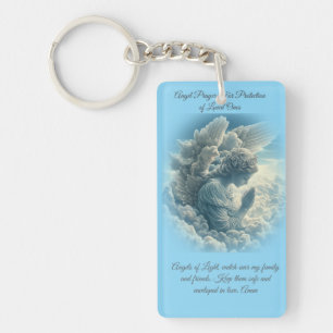 For Protection of Loved Ones Angel Prayer Card Key Ring