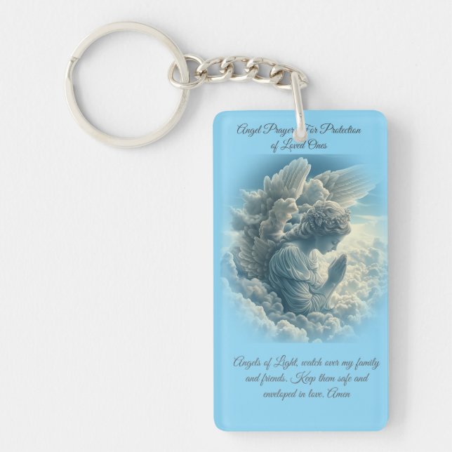 For Protection of Loved Ones Angel Prayer Card Key Ring (Front)