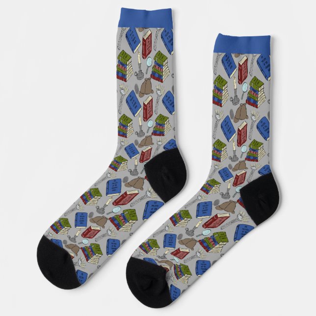 For Readers Mystery Novels Books Patterned Socks (Left)