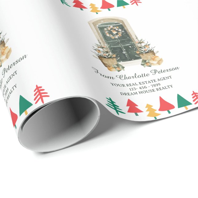 For Real Estate Agent Client Christmas Gift  Wrapping Paper (Roll Corner)