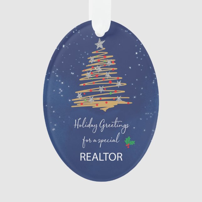 FOR Realtor Christmas Tree Customisable Name Ornament (Front)
