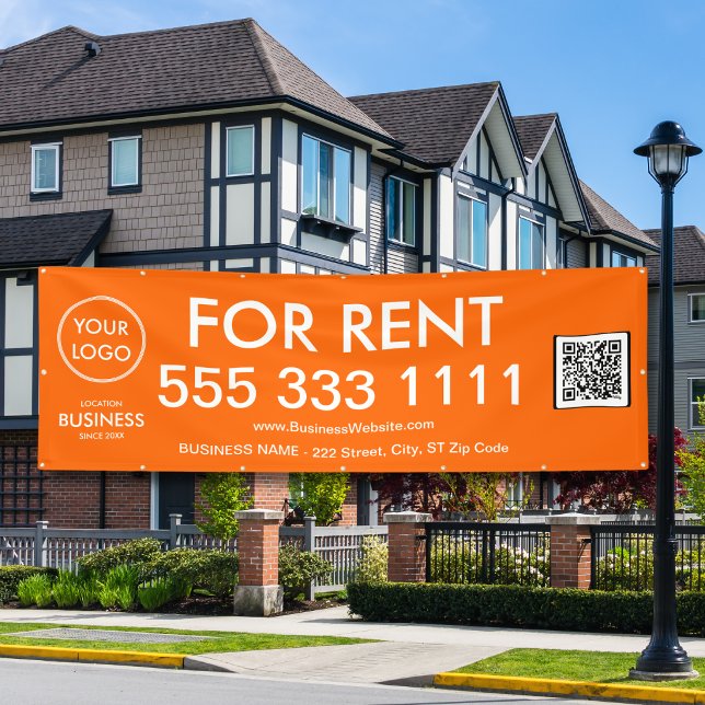 For Rent Modern Orange Large Numbers Logo QR Code Banner (Creator Uploaded)