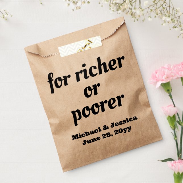 For Richer or Poorer Wedding Lottery Guest Present Favour Bags (Sealed)