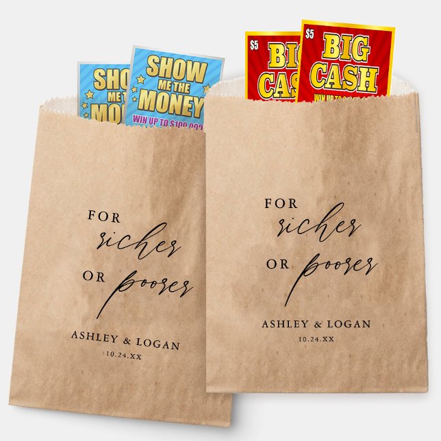 For Richer or Poorer Wedding Scratcher Ticket Favour Bags (Creator Uploaded)