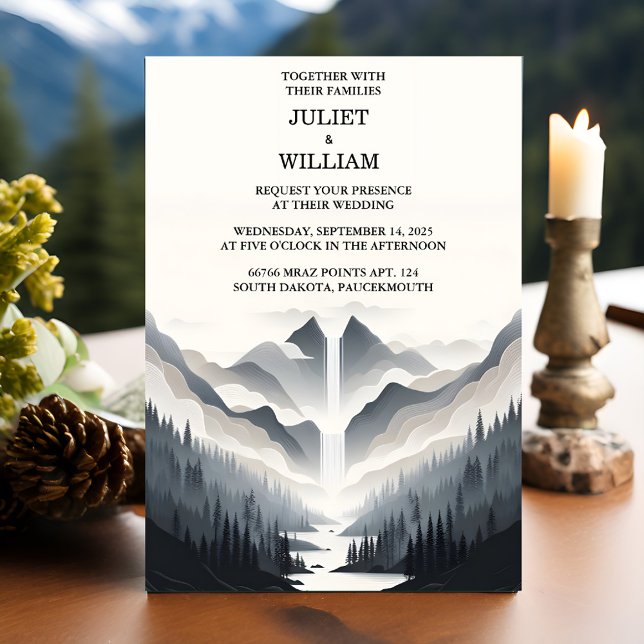 For River Rain Cloud Nature Smoky Mountain Wedding Invitation (Creator Uploaded)