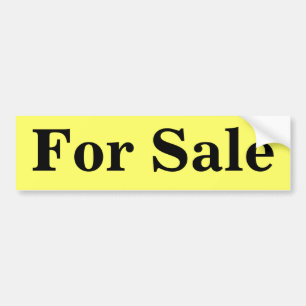 For Sale, black on yellow, bumper sticker