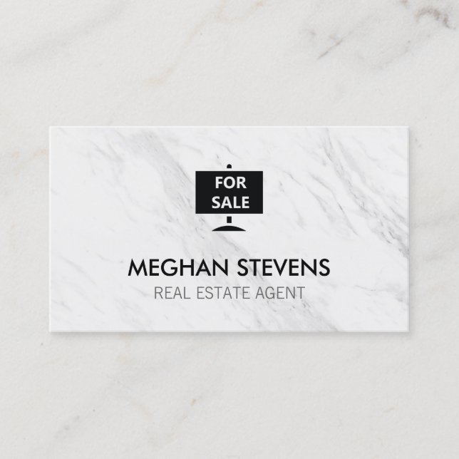 For Sale Real Estate Agent Marble Appointment Card (Front)